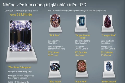 [Infographics] Những viên kim cương trị giá nhiều triệu USD 