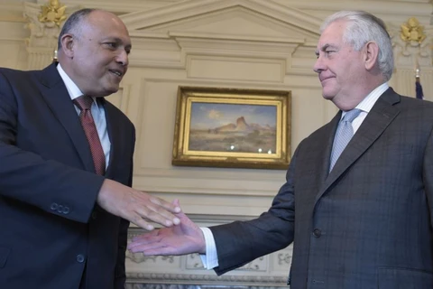 Ngoại trưởng Ai Cập Sameh Shoukri với người đồng cấp Mỹ Rex Tillerson tại Washington, thàng 2/2017. (Nguồn: AP)