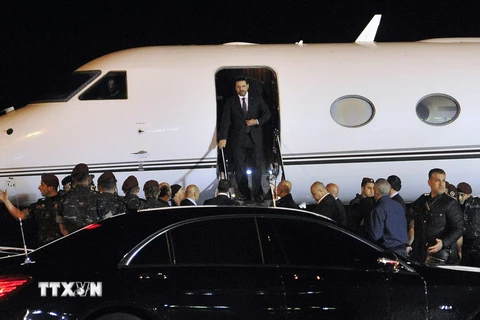 Thủ tướng Liban Saad al-Hariri tới sân sân bay quốc tế Beirut ngày 21/11. (Nguồn: AFP/TTXVN)