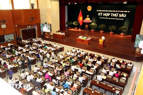 Toàn cảnh Khai mạc kỳ họp thứ 6 Hội đồng Nhân dân Thành phố Hồ Chí Minh khóa IX. (Ảnh: Thanh Vũ/TTXVN)