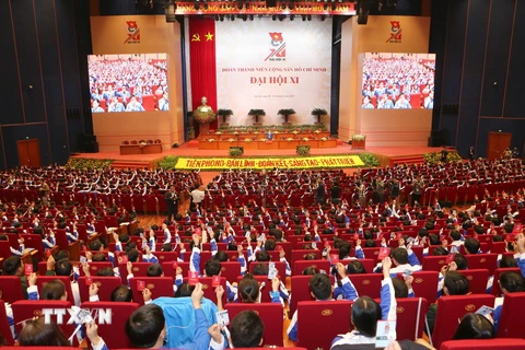 Toàn cảnh khai mạc phiên thứ nhất Đại hội Đại biểu toàn quốc Đoàn Thanh niên Cộng sản Hồ Chí Minh lần thứ XI, nhiệm kỳ 2017-2022. (Nguồn: TTXVN)