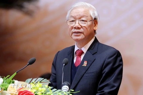 Tổng Bí thư Nguyễn Phú Trọng phát biểu chỉ đạo Đại hội. (Nguồn: TTXVN)