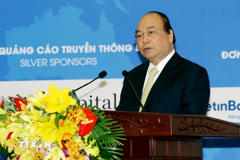 Thủ tướng Chính phủ Nguyễn Xuân Phúc phát biểu tại diễn đàn. (Ảnh: Nguyễn Dân/TTXVN)