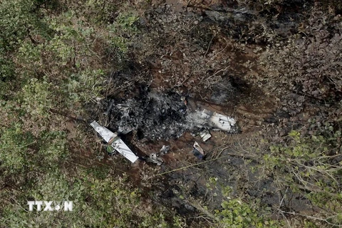 Mảnh vỡ máy bay rơi tại Guanacaste, Costa Rica ngày 1/1/2018. (Nguồn: THX/TTXVN)