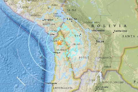 Vị trí khu vực xảy ra động đất. (Nguồn: USGS)
