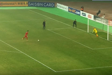 Lượt đá luân lưu 11m của U23 Việt Nam trong trận tứ kết với U23 Iraq. (Nguồn: AFC)