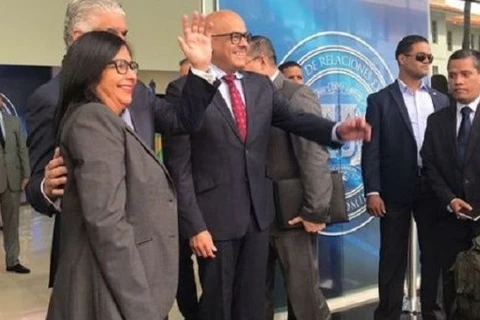 Phái đoàn chính phủ Venezuela tại vòng đàm phán ở Cộng hòa Dominicana. (Nguồn: telesurtv.net)