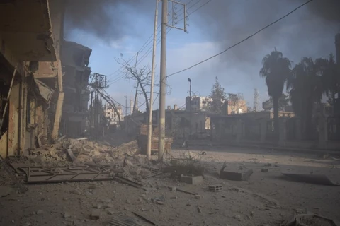 Khung cảnh đổ nát ở Đông Ghouta, Syria. (Nguồn: Anadolu)