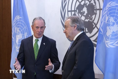 Cựu Thị trưởng New York Michael Bloomberg (ảnh, trái) được bổ nhiệm làm Đặc phái viên về khí hậu của Tổng thư ký Liên hợp quốc Antonio Guterres (ảnh, phải). (Nguồn: THX/TTXVN