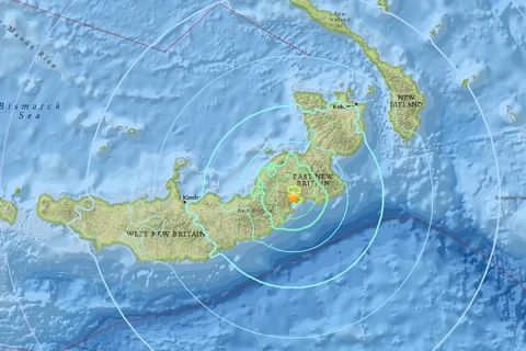Vị trí khu vực xảy ra động đất ở Papua New Guinea. (Nguồn: earthquake.usgs.gov)