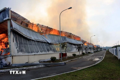 [Video] Hiện trường vụ cháy nhà máy sợi Texhong-Ngân Long