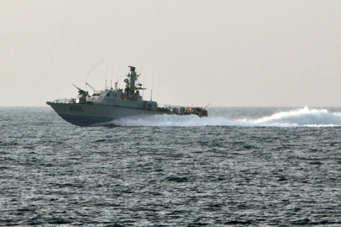 Một tàu hải quân của Israel trên vùng biển Dải Gaza. (Nguồn: AFP)