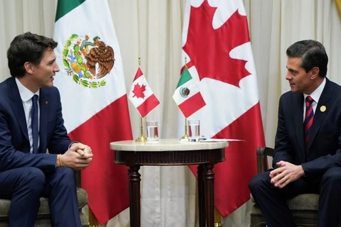 Tổng thống Mexico Enrique Peña Nieto gặp Thủ tướng Canada Justin Trudeau. (Nguồn: Twitter, @JustinTrudeau)