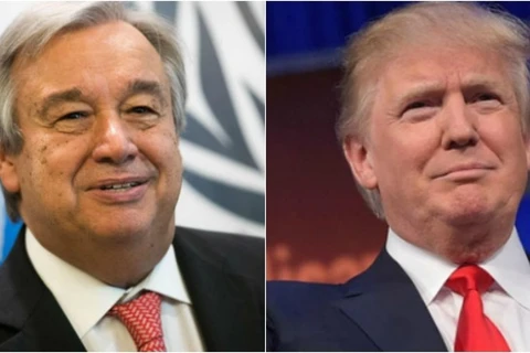 Tổng thư ký Liên hợp quốc Antonio Guterres và Tổng thống Mỹ Donald Trump. (Nguồn: dnaindia.com)