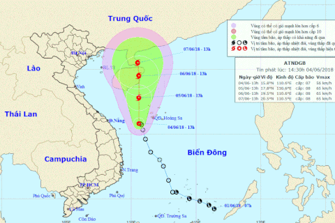 Dự báo vị trí và đường đi của áp thấp nhiệt đới. (Nguồn: nchmf.gov.vn)