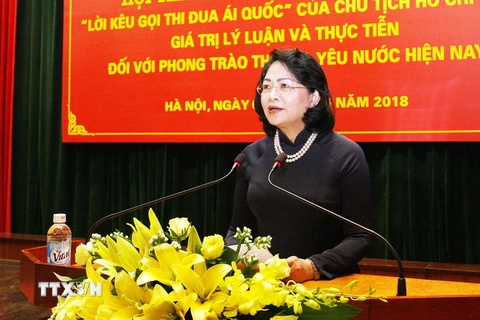 Phó Chủ tịch nước Đặng Thị Ngọc Thịnh phát biểu khai mạc hội thảo. (Ảnh: Nguyễn Dân/TTXVN)