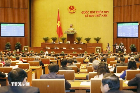 Quốc hội thông qua toàn văn Nghị quyết về chất vấn và trả lời chất vấn tại kỳ họp thứ năm, Quốc hội khóa XIV. (Ảnh: Phương Hoa/TTXVN)