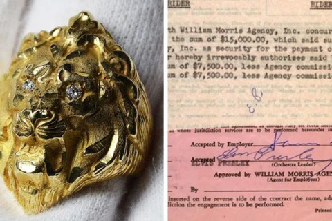 Chiếc nhẫn vàng hình đầu con sư tử với hai mắt gắn kim cương có giá 44.500 USD. (Nguồn: HENRY ALDRIDGE AND SON/BBC)