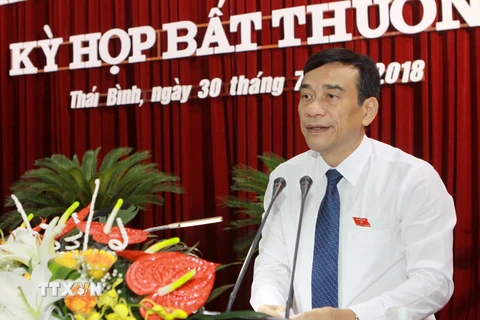 Ông Đặng Trọng Thăng được bầu giữ chức Chủ tịch Ủy ban Nhân dân tỉnh Thái Bình. (Ảnh: Thế Duyệt/TTXVN)