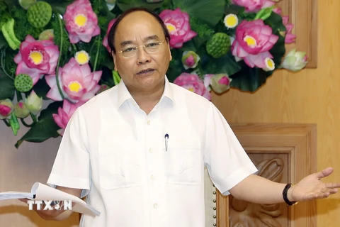 Thủ tướng Chính phủ Nguyễn Xuân Phúc, Trưởng Ban Chỉ đạo phát biểu tại phiên thảo luận. (Ảnh: Thống Nhất/TTXVN)