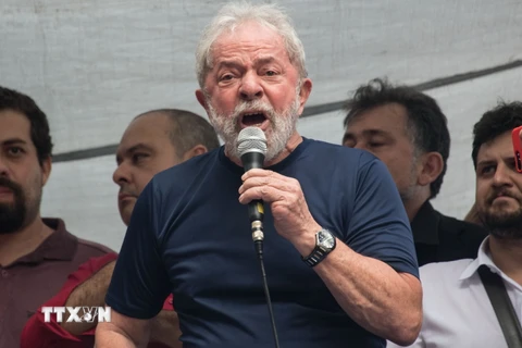 Ảnh tư liệu: Cựu Tổng thống Brazil Luiz Inacio Lula da Silva phát biểu tại một sự kiện ở Sao Paulo ngày 7/4. (Nguồn: AFP/TTXVN)
