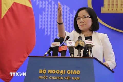 Phó Phát ngôn Bộ Ngoại giao Nguyễn Phương Trà tại họp báo thường kỳ của Bộ Ngoại giao ngày 22/11. (Nguồn: TTXVN phát)
