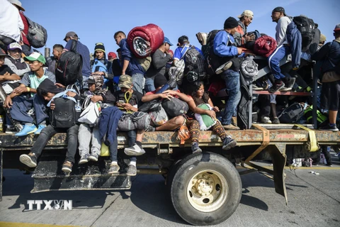 Người di cư Trung Mỹ đổ xô tới khu vực biên giới Mexico để tìm cách tới Mỹ ngày 11/11/2018. (Nguồn: TTXVN phát)