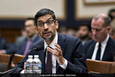Tổng Giám đốc điều hành Google Sundar Pichai trong phiên điều trần trước Ủy ban Tư pháp của Hạ viện Mỹ ngày 11/12. (Nguồn: Bloomberg)