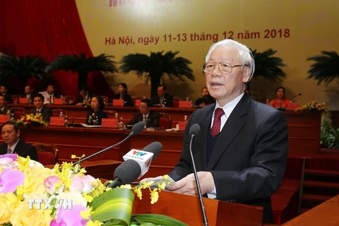 Tổng Bí thư , Chủ tịch nước Nguyễn Phú Trọng phát biểu chỉ đạo đại hội. (Ảnh: Trí Dũng/TTXVN)