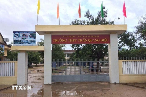 Trường trung học phổ thông Trần Quang Diệu (huyện Hoài Ân, Bình Định), nơi xảy ra vụ việc. (Nguồn: TTXVN phát)