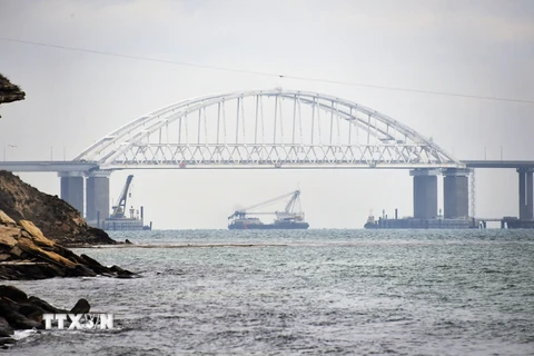 Eo biển Kerch, nơi xảy ra vụ đụng độ giữa tàu tuần duyên Nga và tàu hải quân Ukraine xâm nhập trái phép lãnh hải Nga ngày 25/11/2018. (Nguồn: TTXVN phát)