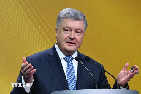 Đương kim Tổng thống Ukraine Petro Poroshenko tại cuộc họp báo ở Kiev. (Nguồn: AFP/TTXVN)