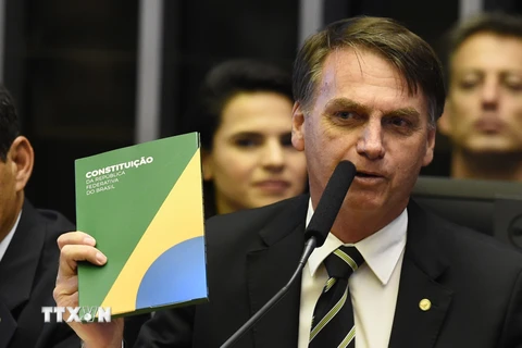 Ảnh tư liệu: Tổng thống đắc cử Brazil Jair Bolsonaro tại một sự kiện ở Brasilia ngày 6/11/2018. (Nguồn: AFP/TTXVN)