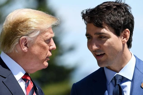 Tổng thống Mỹ Donald Trump và Thủ tướng Canada Justin Trudeau. (Nguồn: The Inquisitr)