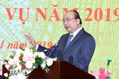 Thủ tướng Chính phủ Nguyễn Xuân Phúc phát biểu chỉ đạo. (Ảnh: Minh Quyết/TTXVN)