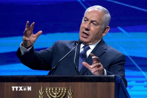Ảnh tư liệu: Thủ tướng Israel Benjamin Netanyahu phát biểu tại một sự kiện ở Tel Aviv ngày 25/10/2018. (Nguồn: THX/TTXVN)
