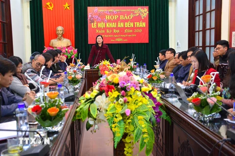 Họp báo về công tác tổ chức Lễ hội Khai ấn đền Trần, Xuân Kỷ Hợi 2019. (Ảnh: Công Luật/TTXVN)