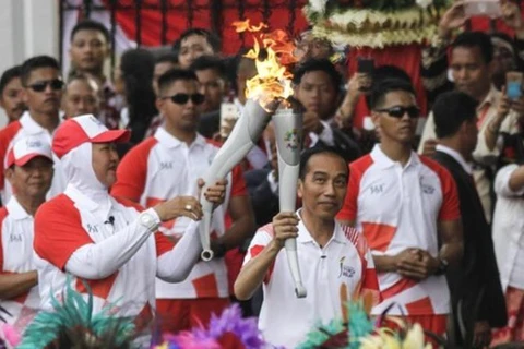 Tổng thống Indonesia trong lễ rước đuốc Asiad. (Nguồn: BBC)