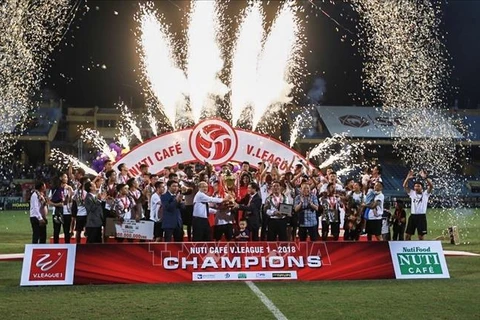 Hà Nội FC đăng quang chức vô địch V.League 2018. (Nguồn: TTXVN)