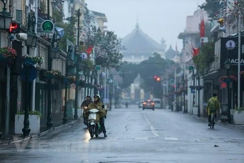 Thủ đô Hà Nội, đêm và sáng sớm có mưa, mưa rào. (Nguồn: Vietnam+)