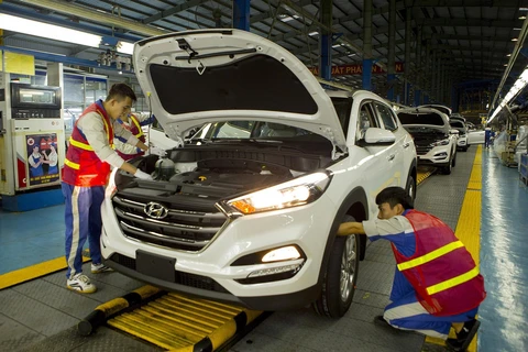 Nhà máy ôtô Hyundai, thuộc Tập đoàn Thành Công (Khu công nghiệp Gián Khẩu, tỉnh Ninh Bình). (Ảnh: Hoàng Hùng/TTXVN) 