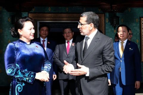 Chủ tịch Quốc hội Nguyễn Thị Kim Ngân hội kiến với Thủ tướng Maroc Saadeddine Othmani. (Ảnh: Trọng Đức/TTXVN)