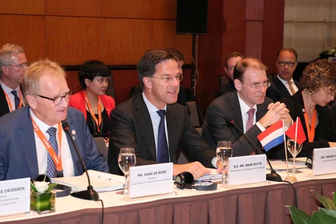 Thủ tướng Vương quốc Hà Lan Mark Rutte phát biểu tại buổi tọa đàm. (Ảnh: Văn Điệp/TTXVN)