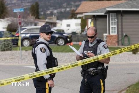 Cảnh sát Canada phong tỏa hiện trường vụ xả súng ở Penticton ngày 15/4/2019. (Nguồn: THE CANADIAN PRESS/TTXVN)