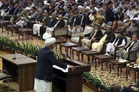 Tổng thống Afghanistan Ashraf Ghani phát biểu khai mạc hội nghị. (Nguồn: AP)