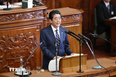 Thủ tướng Nhật Bản Shinzo Abe phát biểu tại Quốc hội ở Tokyo ngày 28/1/2019. (Nguồn: THX/TTXVN)