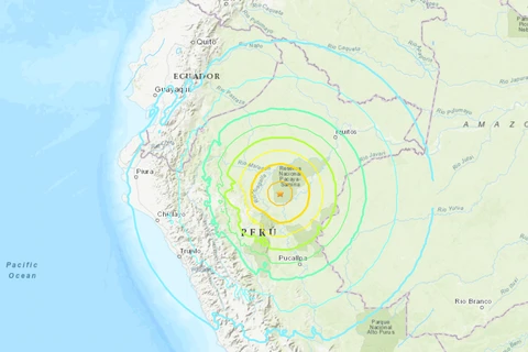 Vị trí xảy ra trận động đất. (Nguồn: USGS)