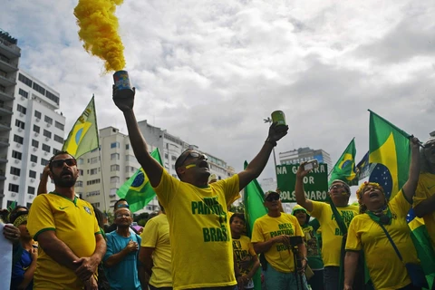 Người biểu tình ở Brazil, ngày 26/5. (Nguồn: AFP)