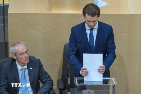 Thủ tướng Áo Sebastian Kurz tại phiên họp của Quốc hội ở Vienna ngày 27/5/2019. (Nguồn: THX/TTXVN)