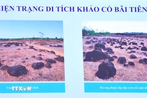 Hình ảnh về hiện trạng di tích khảo cổ Bãi Tiên. (Ảnh: K GỬIH/TTXVN)